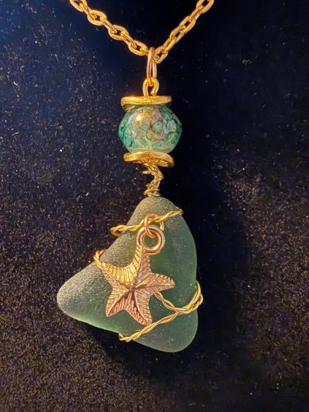 Barcelona Shores – Aqua Sea Glass Necklace